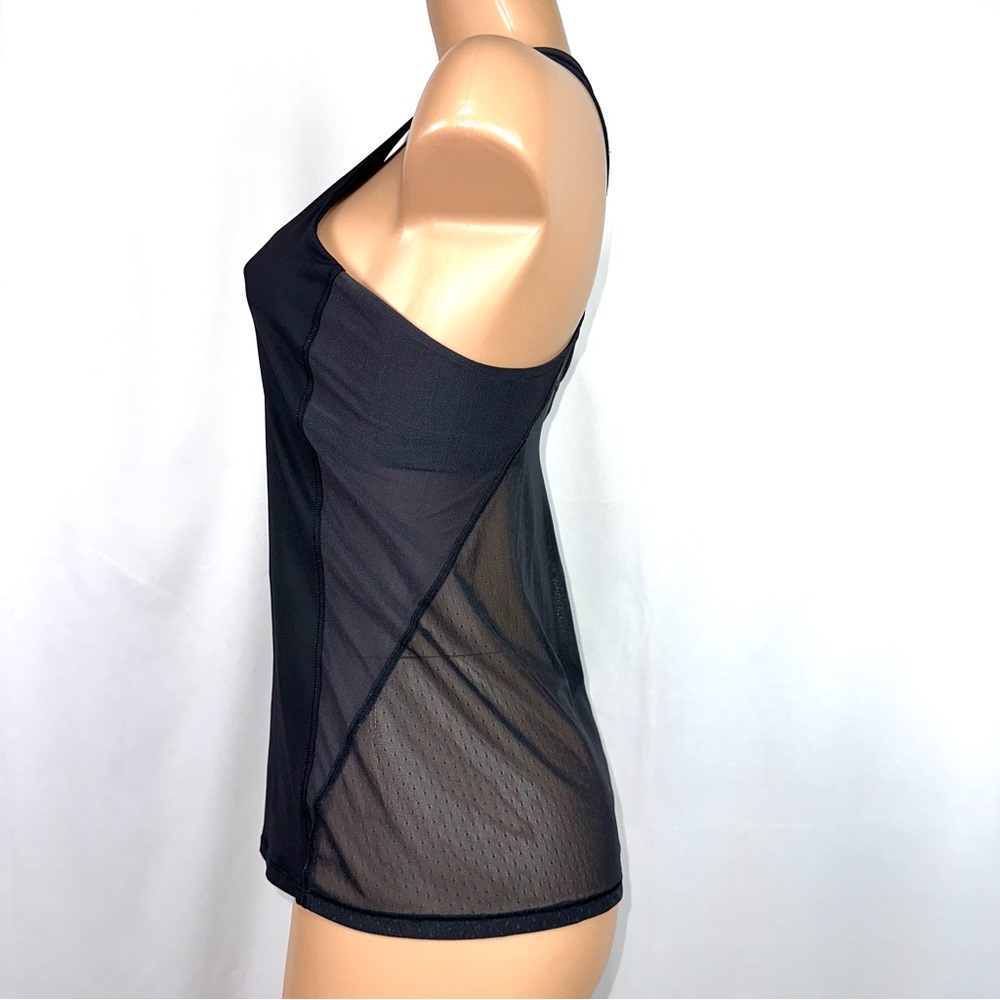 Lululemon Women’s Sz 8 Body Con Tank Top W/ Shelf Bra Black Activewear Mesh Back - Picture 7 of 15